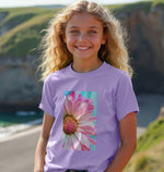 Elegant pink flower tee featuring vibrant floral design, perfect for stylish spring and summer outfits.