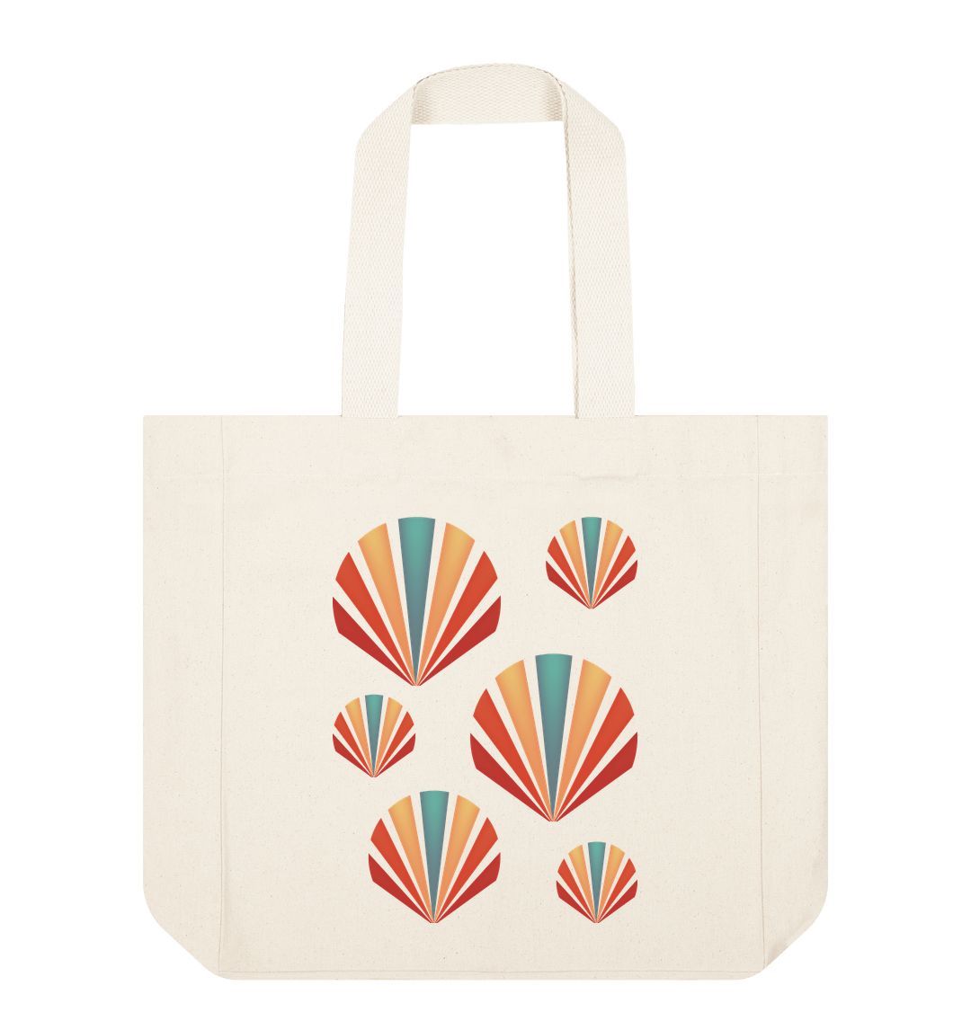 Natural Patterned Shells Shopper Tote