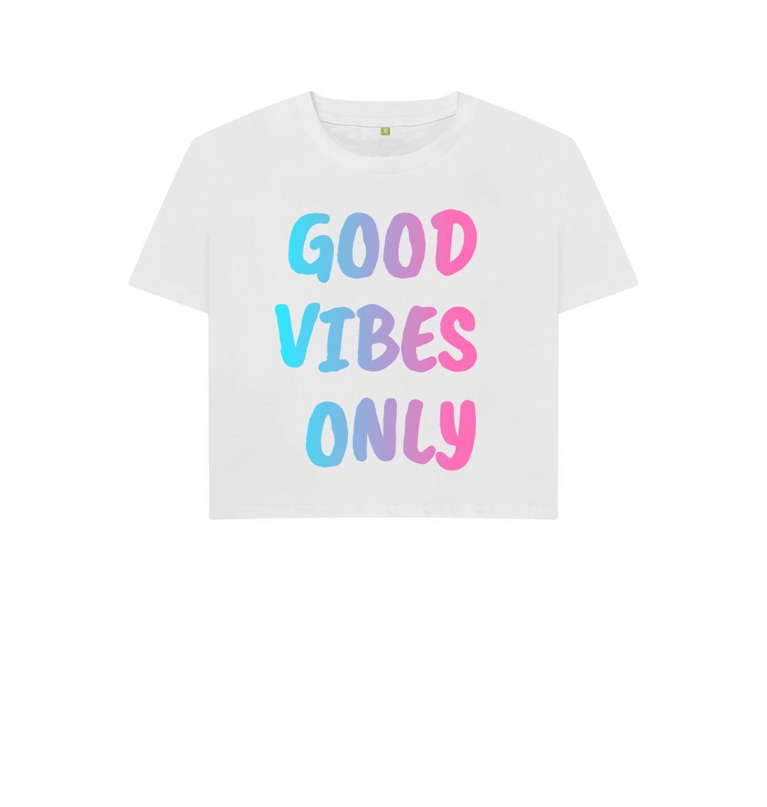 White Good Vibes Only Boxy Tee