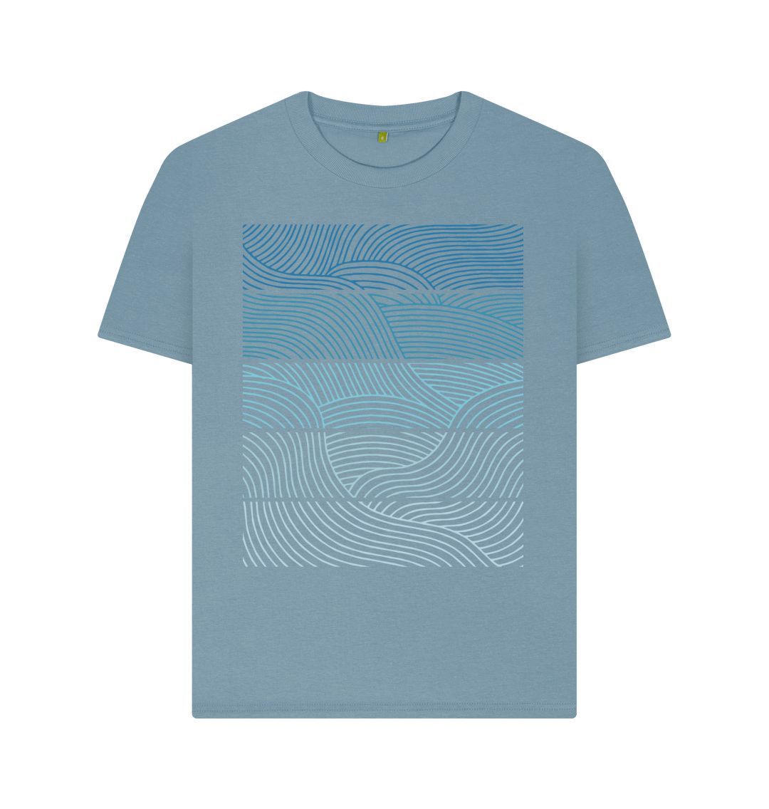 Stone Blue Blue Patterned Waves Tee