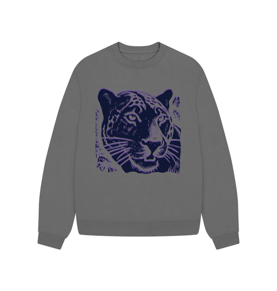 Slate Grey Tiger Oversized Jumper