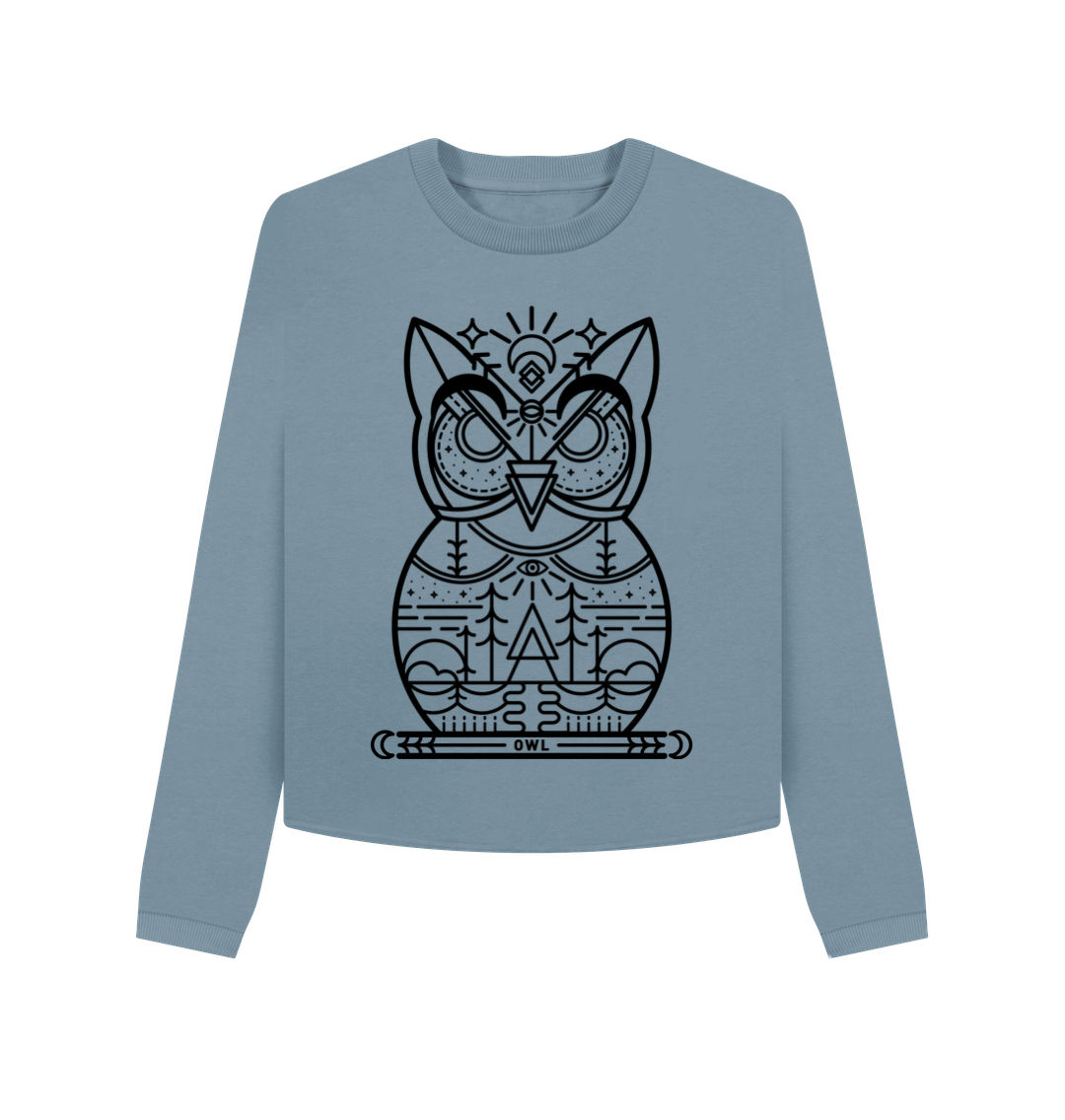 Stone Blue Printed Boxy Jumpers Front