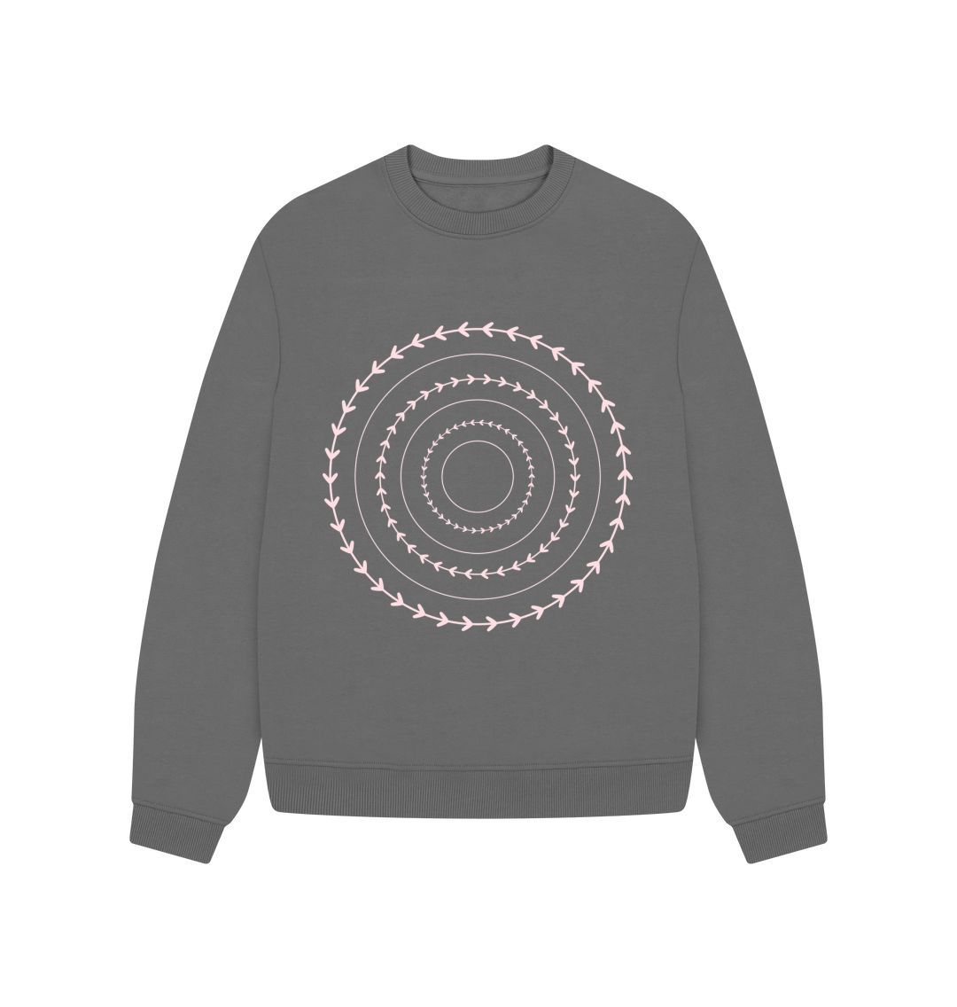 Slate Grey Circles Within Circles Oversized Jumper