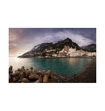 White Amalfi Seaside Town Poster