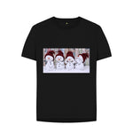 Black Cute Snowmen Relaxed Tee