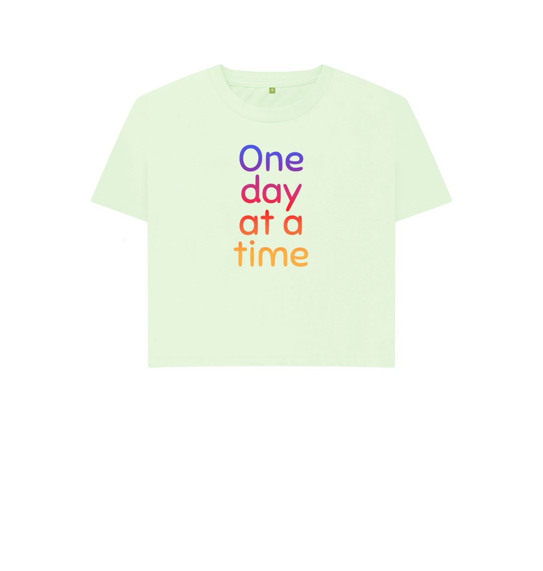 Pastel Green One Day At A Time Boxy Tee