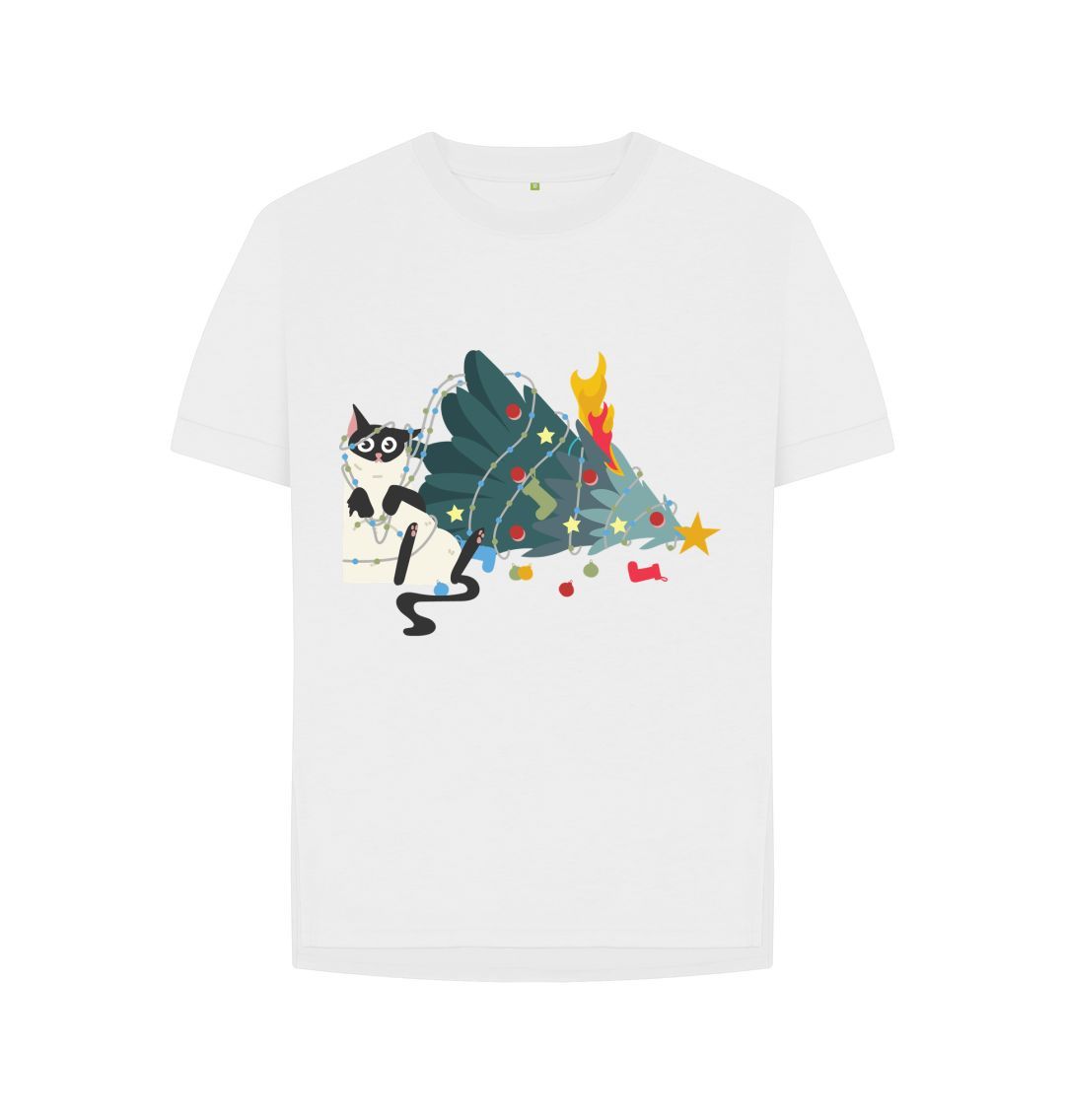 White Cat And The Chrsitmas Tree Tee