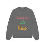 Slate Grey Naughty Or Nice Oversized Jumper