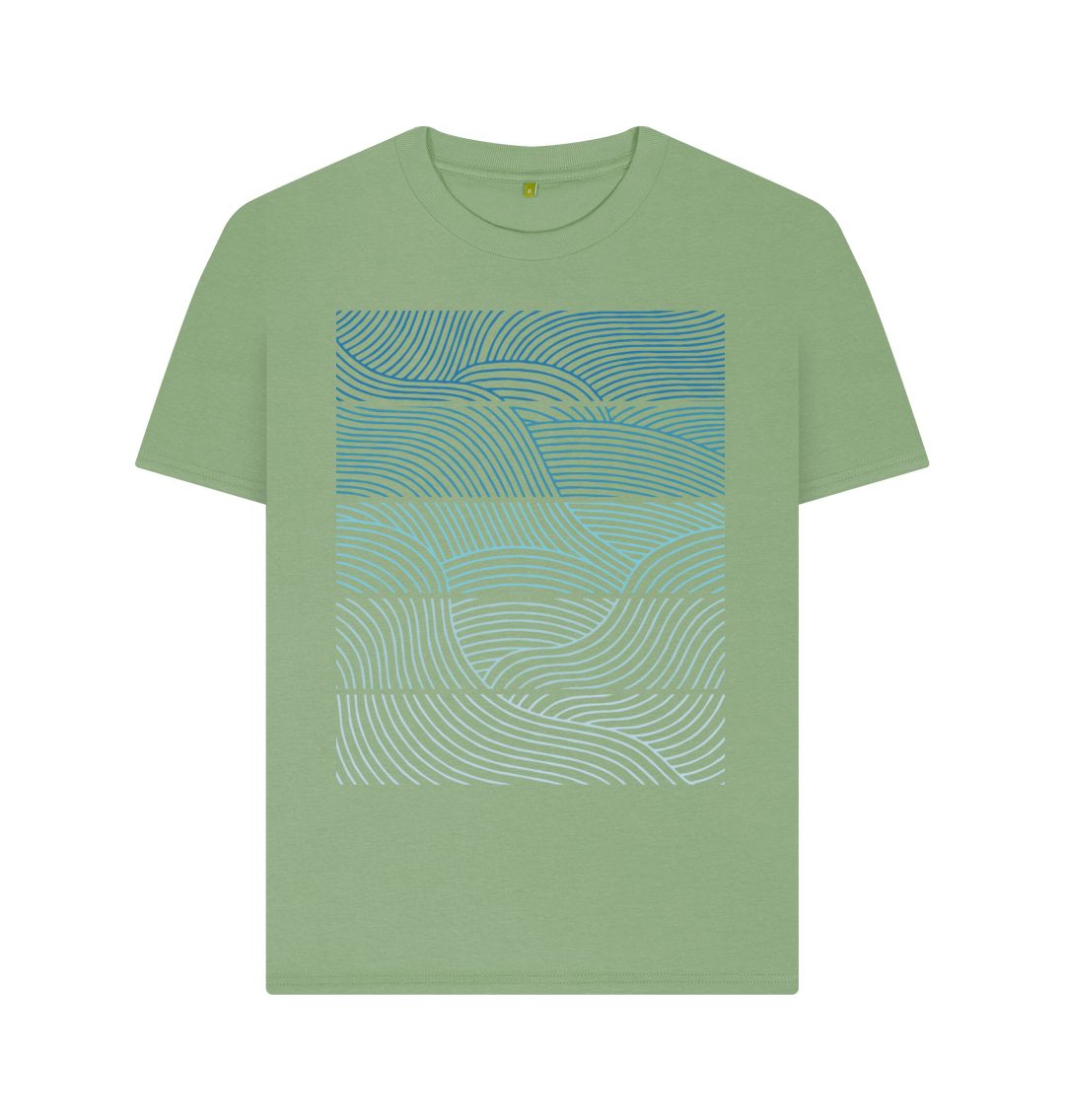 Sage Blue Patterned Waves Tee