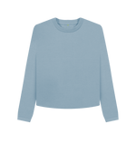 Stone Blue Printed Boxy Jumpers Front