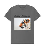 Slate Grey Merry Christmas Tiger Tee