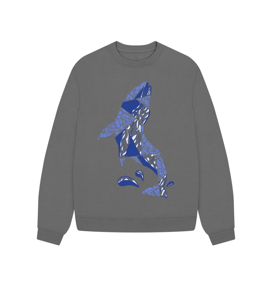 Slate Grey Blue Whale Oversized Jumper