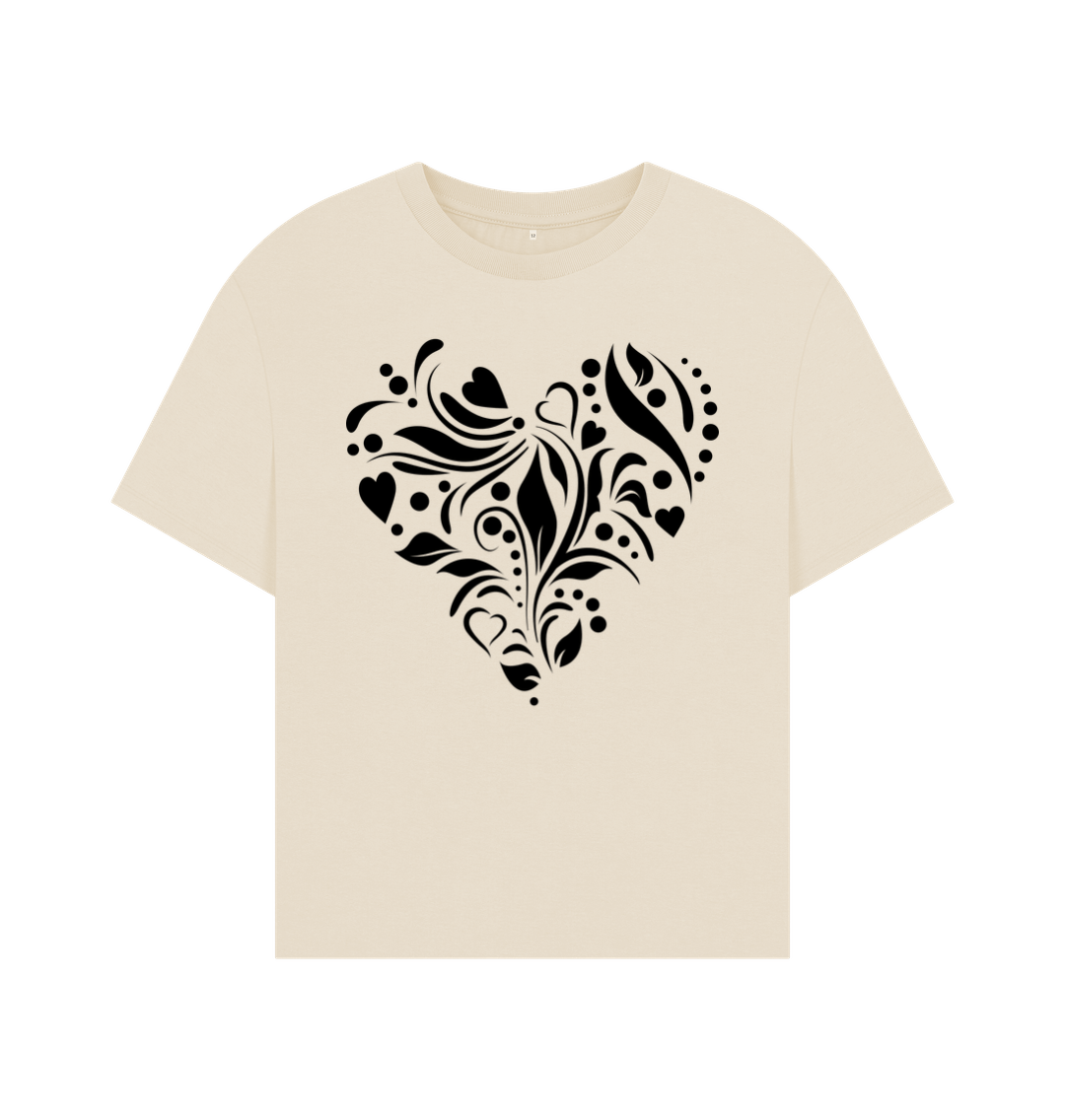 Oat Heart Pattern Oversized Tee