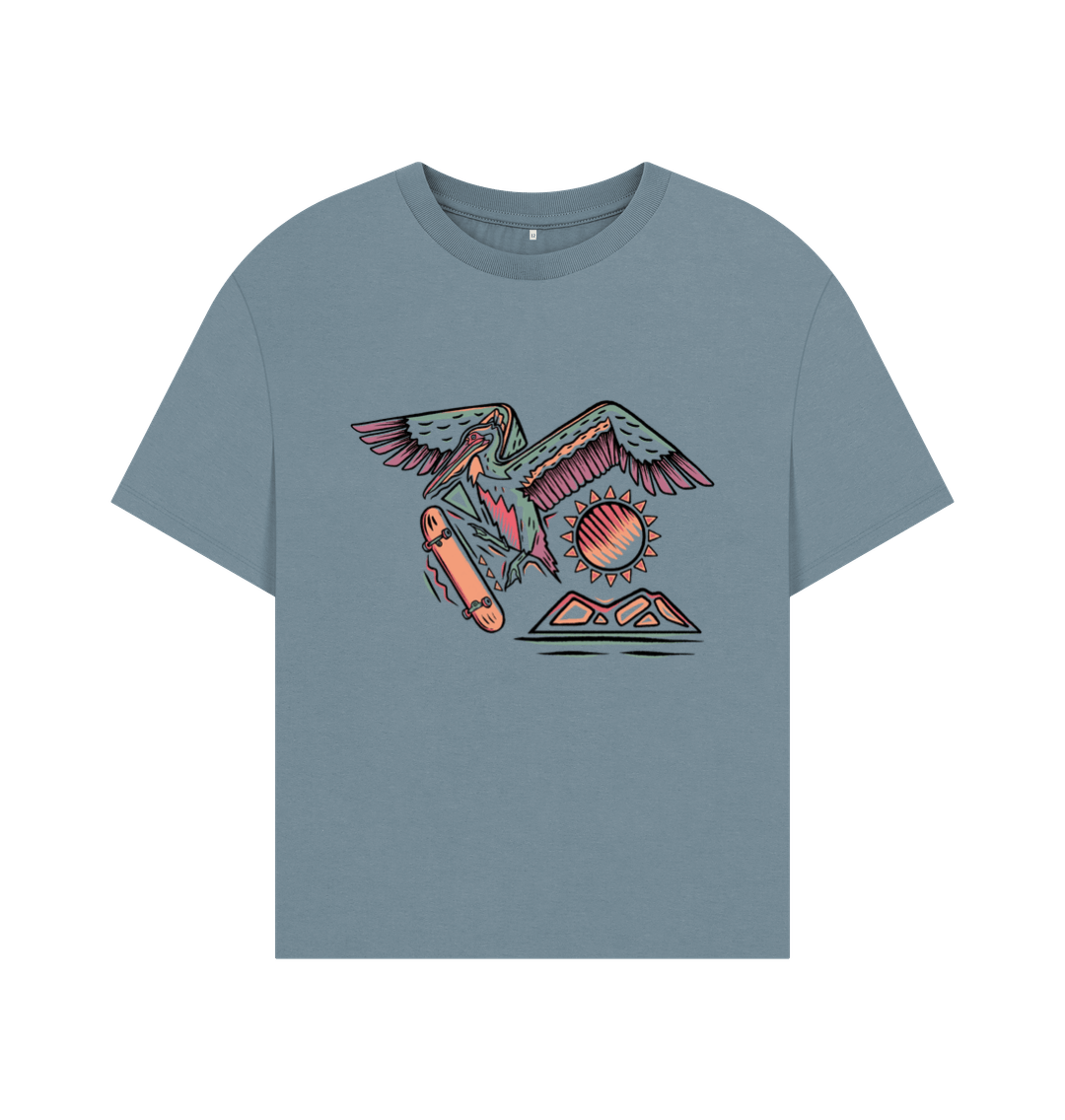 Stone Blue Sunset Seagull Oversized Tee