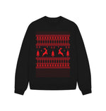 Black Reindeer Christmas Pattern Oversized Jumper