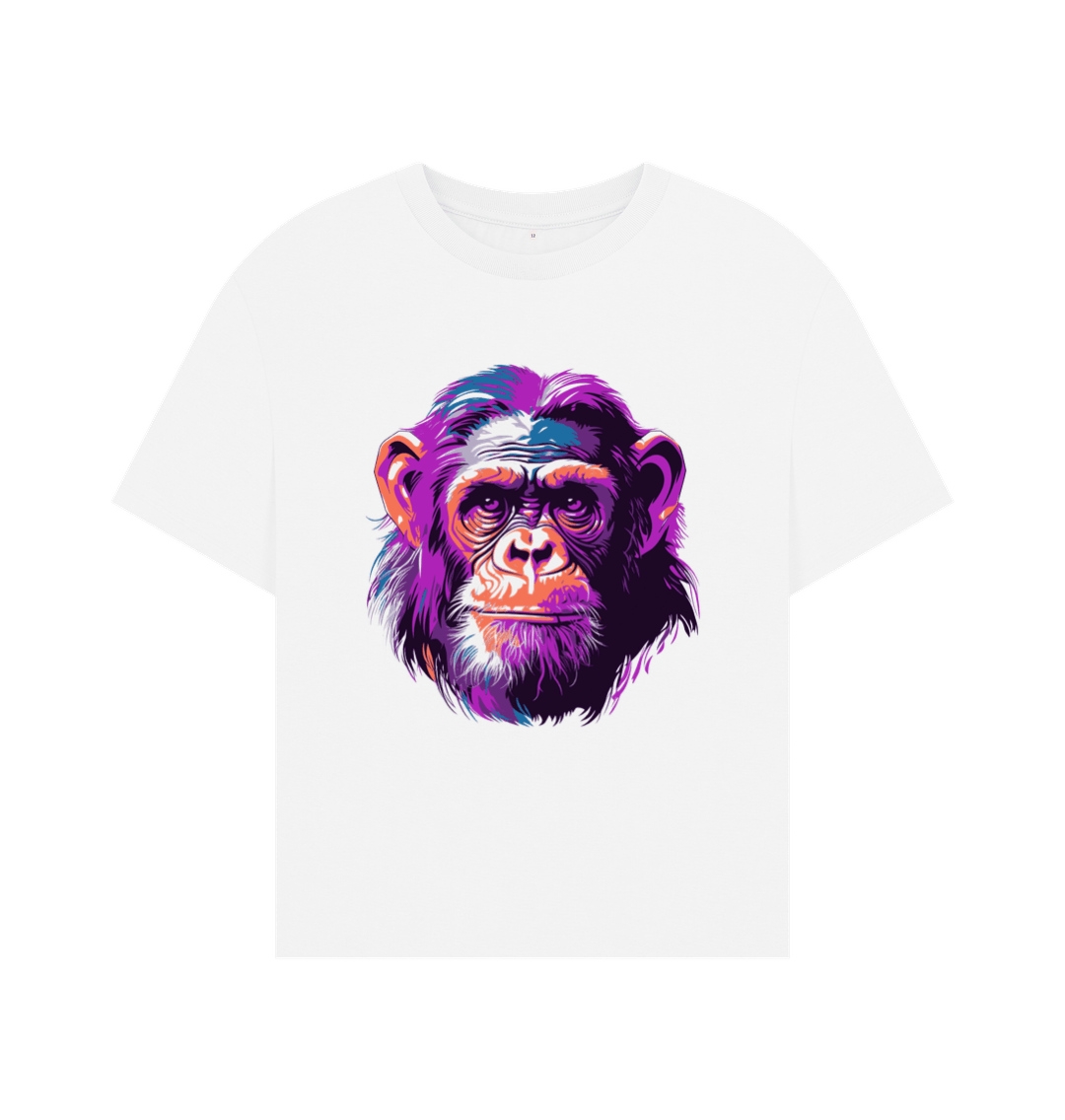 White Purple Chimp Oversized Tee