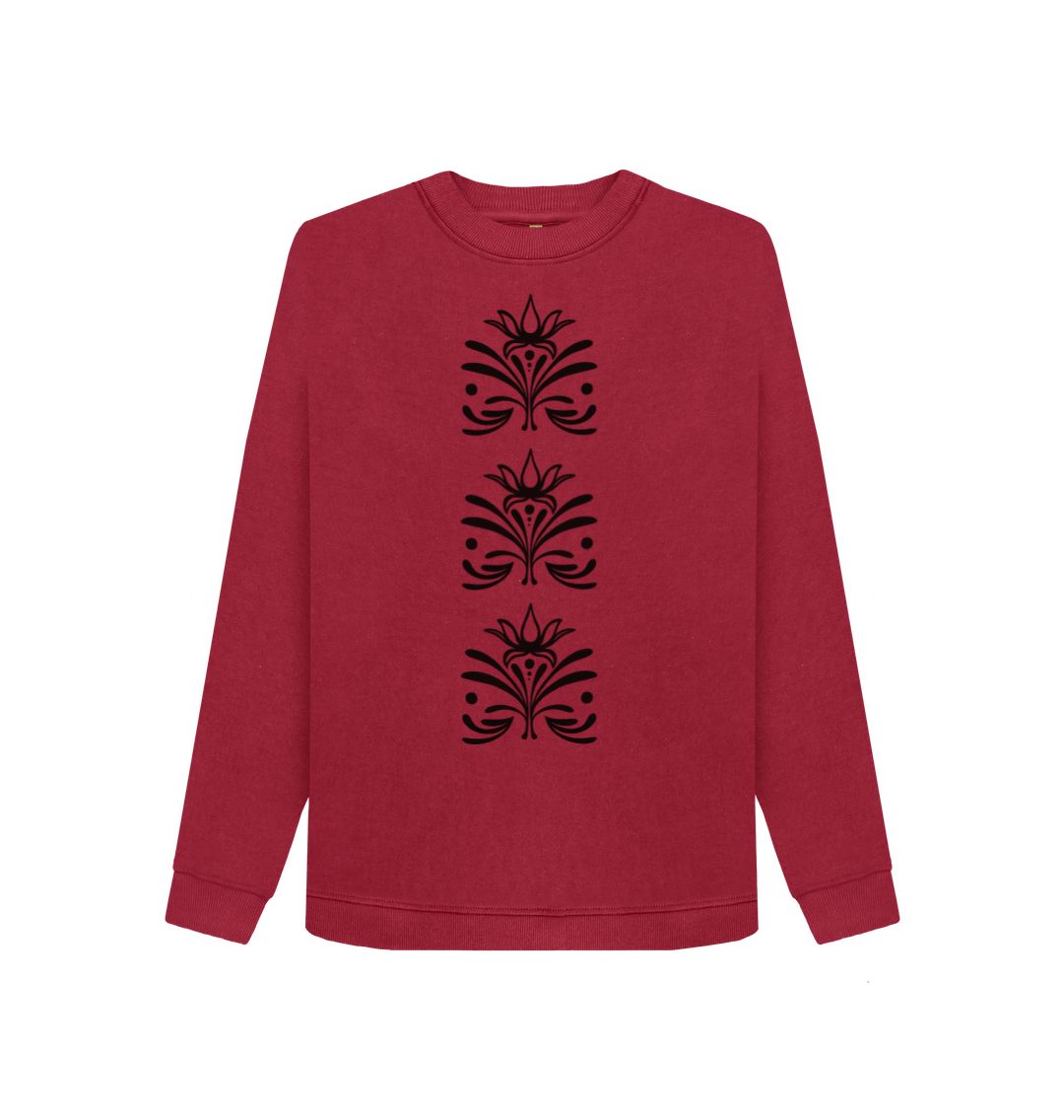 Cherry Patterned Crew Neck Sweatshirt