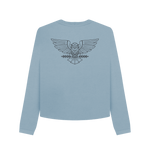Stone Blue Printed Boxy Jumpers Back