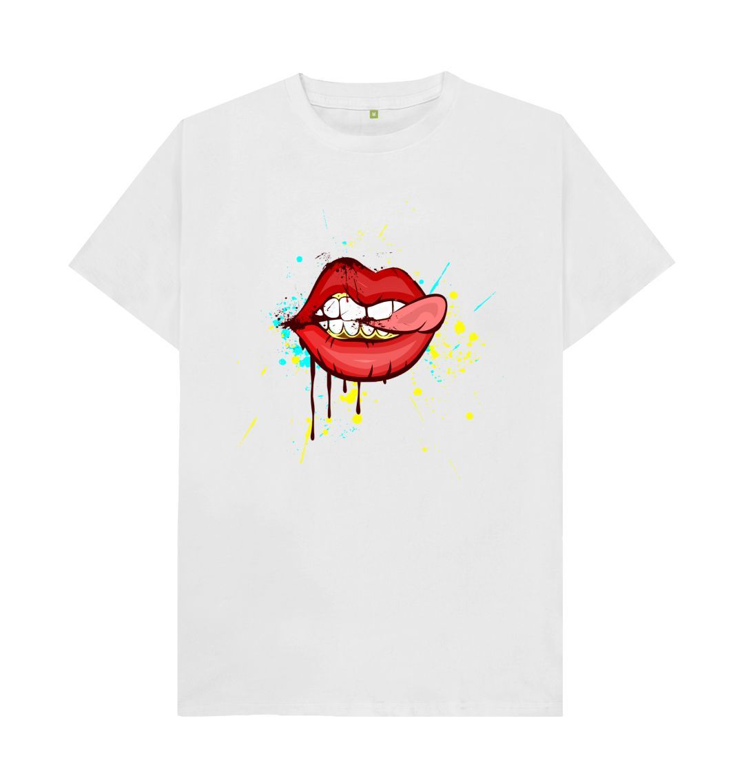 White Red Cheeky Lips Tee