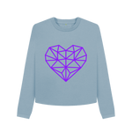 Stone Blue Printed Boxy Jumpers Front