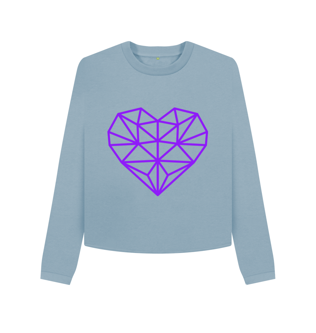 Stone Blue Printed Boxy Jumpers Front
