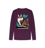 Purple Brown Cat Long Sleeve Tee