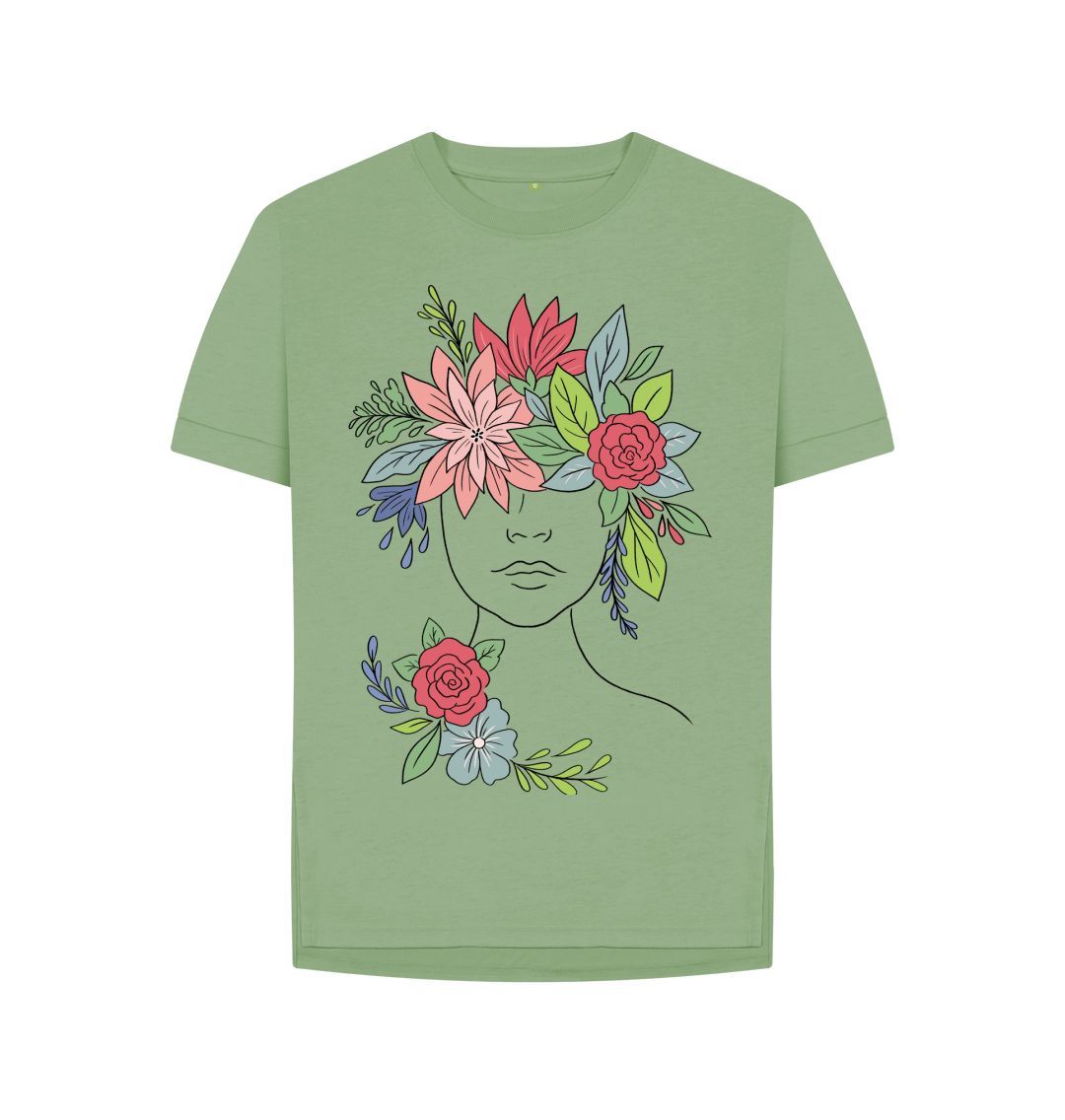 Sage Headful Of Flowers Relaxed Tee