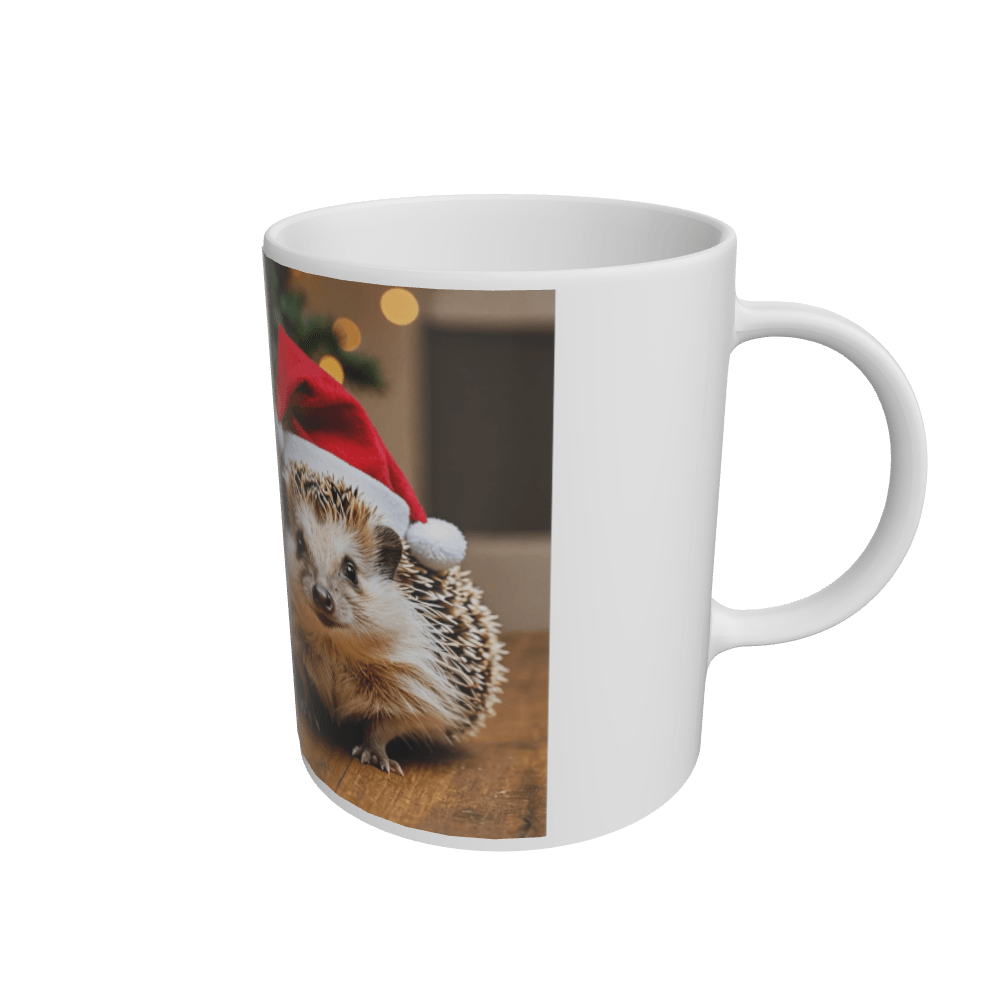 White Christmas Hedgehog Ceramic Mug