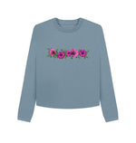 Stone Blue Pink Flowers Boxy Jumper