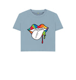 Stone Blue Rainbow Lips Boxy Tee