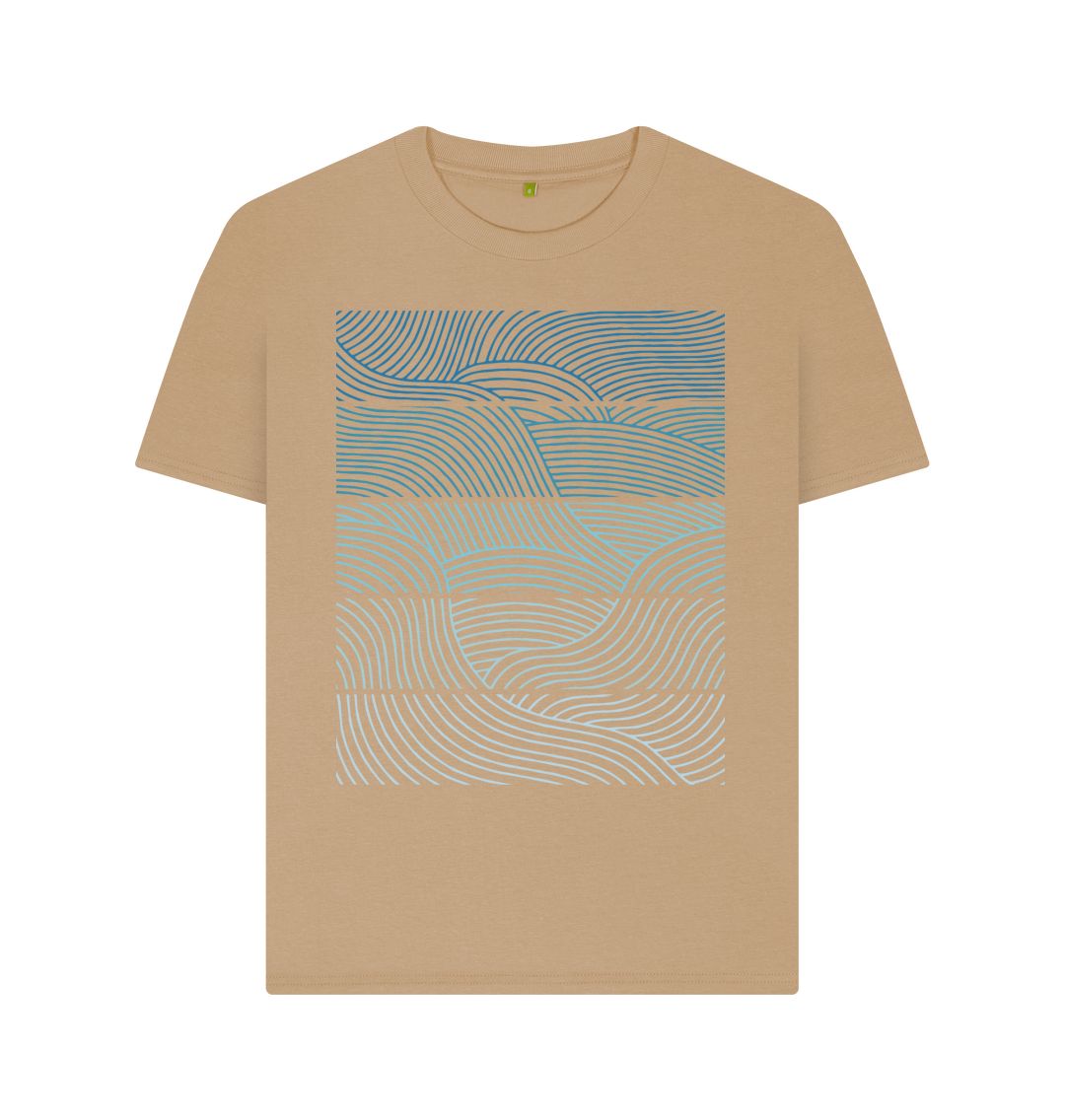 Sand Blue Patterned Waves Tee