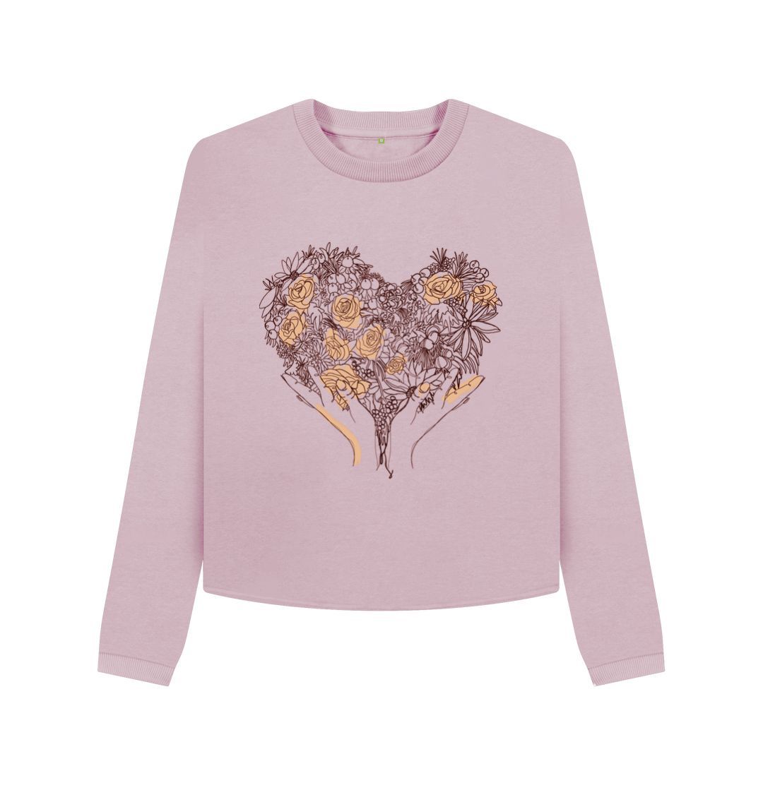 Mauve Heart With Roses Boxy Jumper