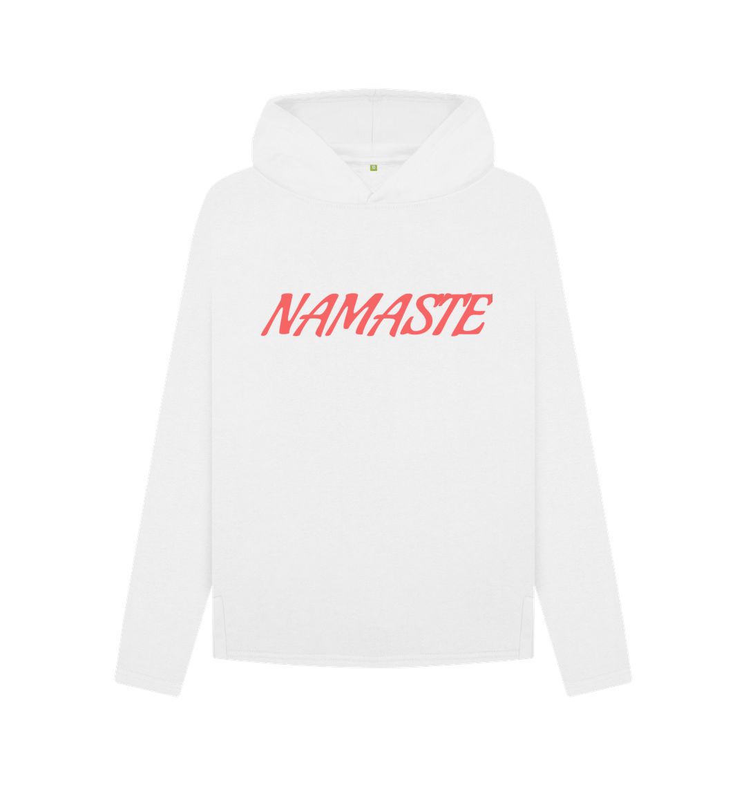 White Namaste Relaxed Hoodie