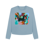 Stone Blue Printed Boxy Jumpers Front