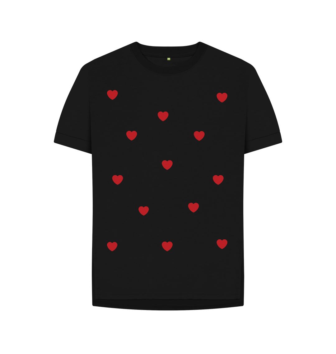 Black Red Hearts Relaxed Tee