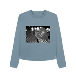 Stone Blue Printed Boxy Jumpers Front