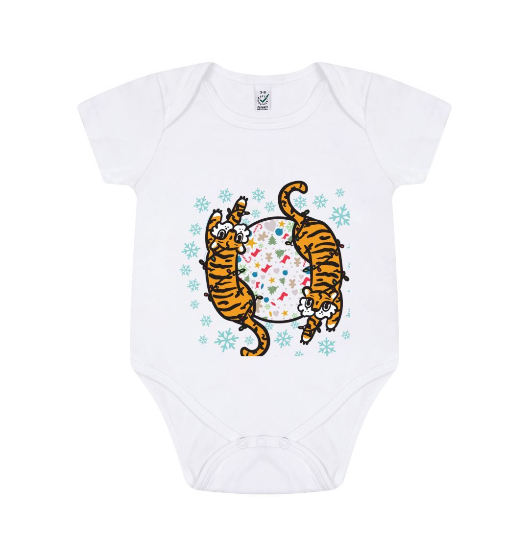 White Sibling Cat Babygrow