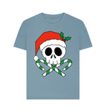 Stone Blue Skeleton Santa Tee