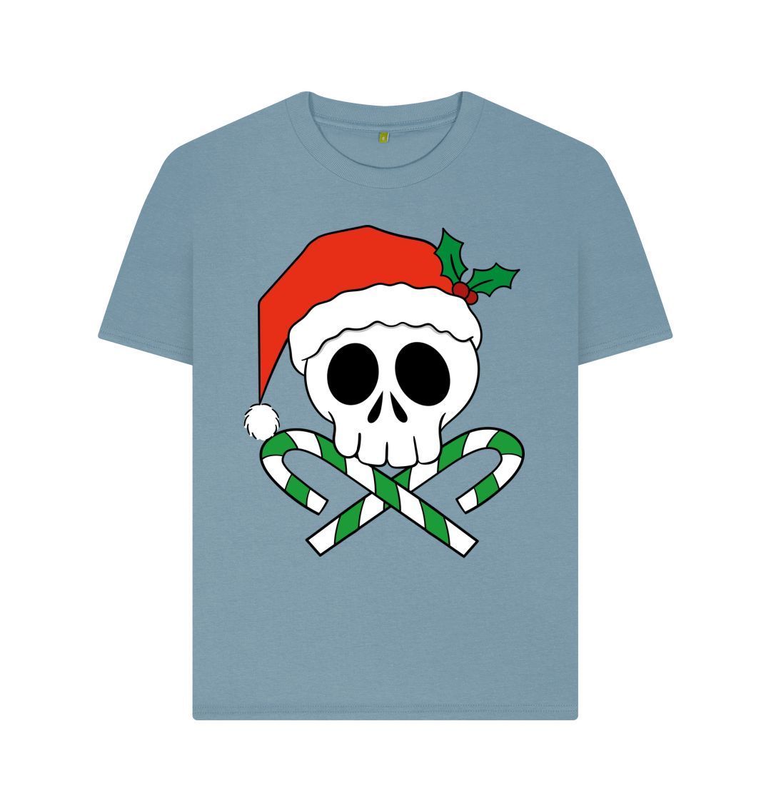 Stone Blue Skeleton Santa Tee