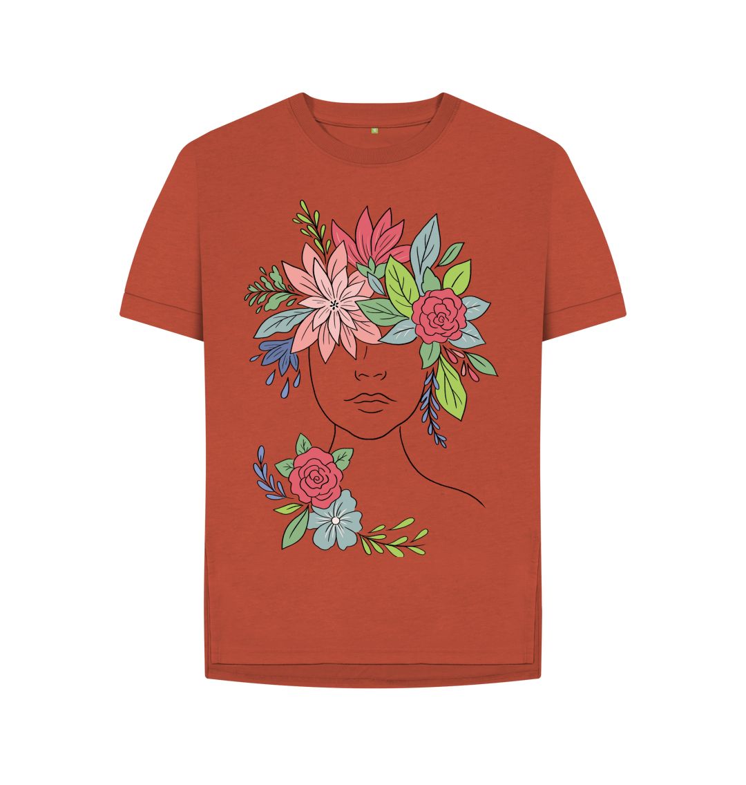 Rust Headful Of Flowers Relaxed Tee