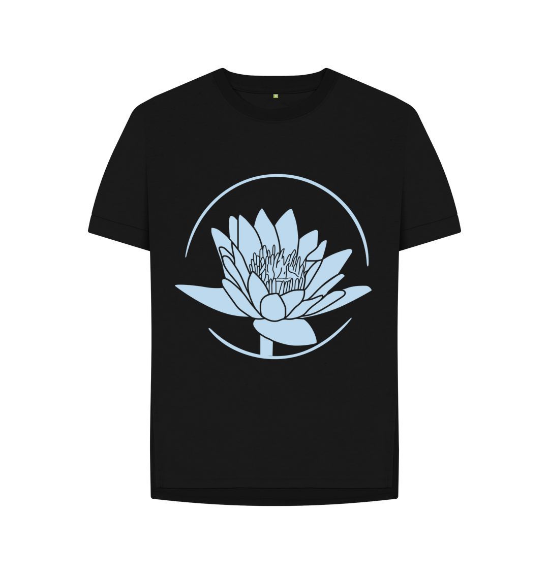 Black Big Blue Lotus Relaxed Tee