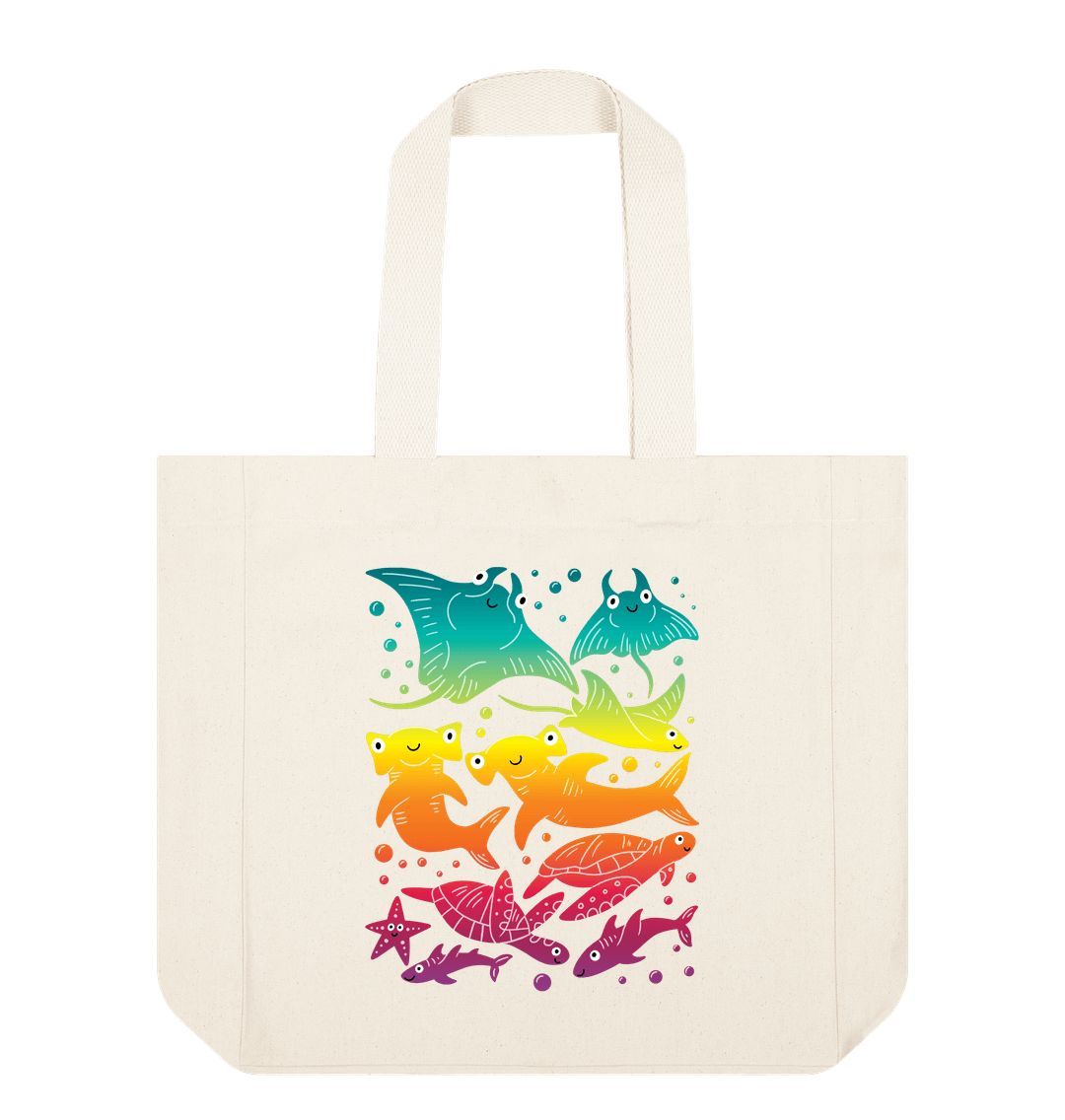 Natural Colourful Sea LiFe Shopper Tote