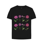 Black Wild Pink & Purple Flowers Remill Relaxed Tee