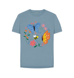 Stone Blue 2 Butterflies Relaxed Fit Tee