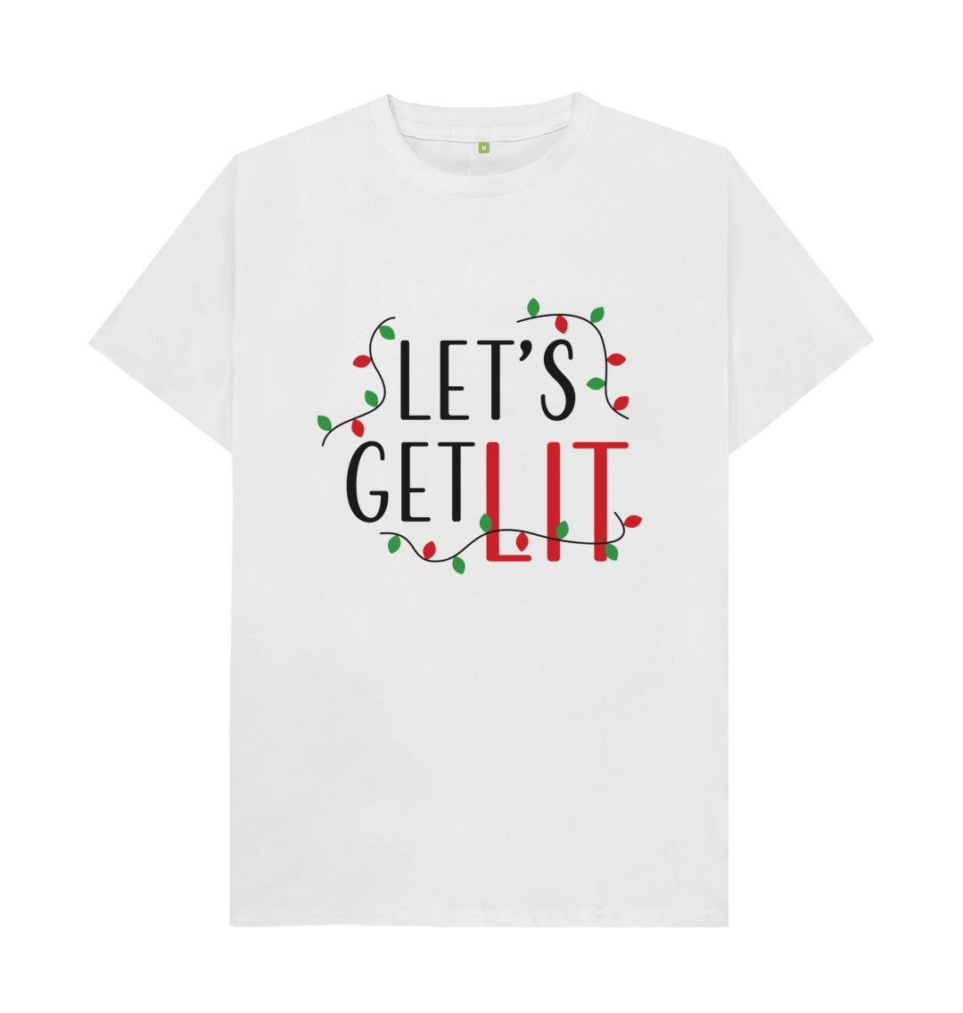 White Let\u2019s Get Lit Tee