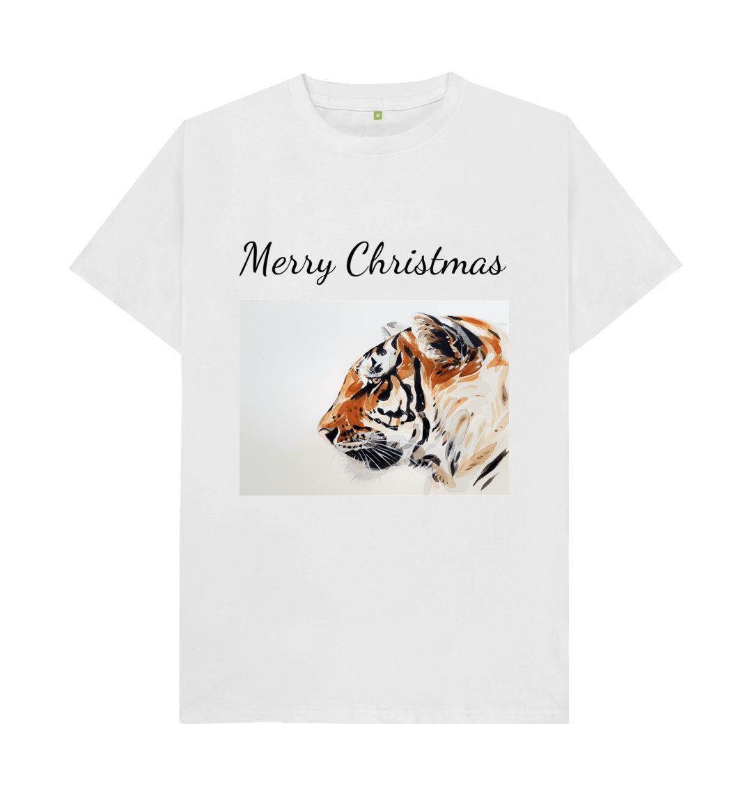 White Merry Christmas Tiger Tee