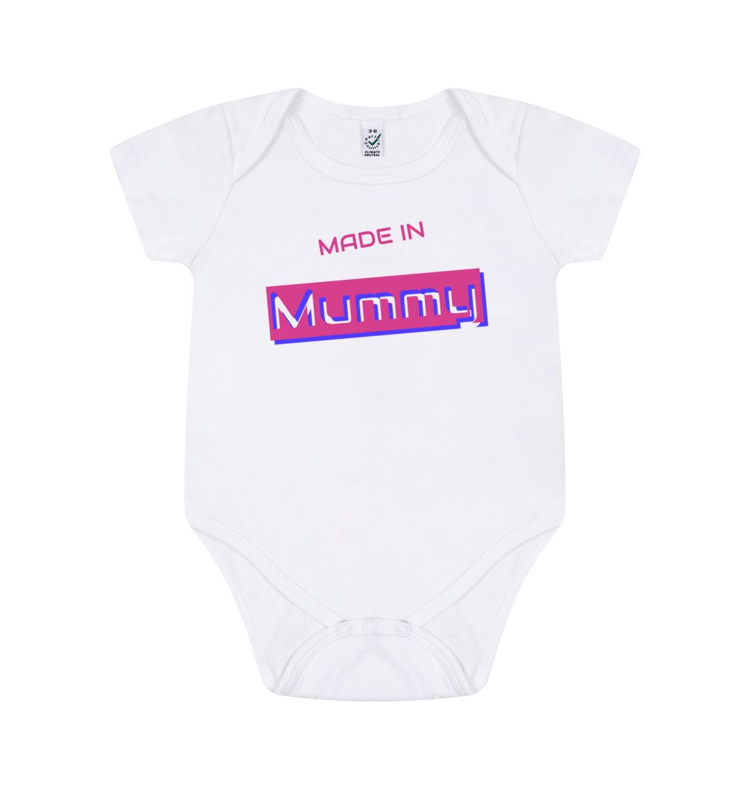 White Made In Mummy Babygrow