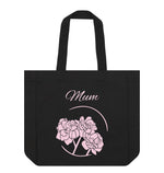 Black Pink Flowers Mum Shopper Tote