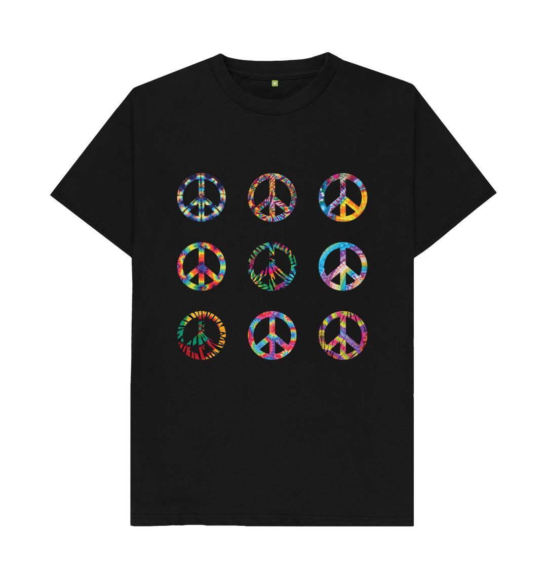 Black Colourful Peace Tee