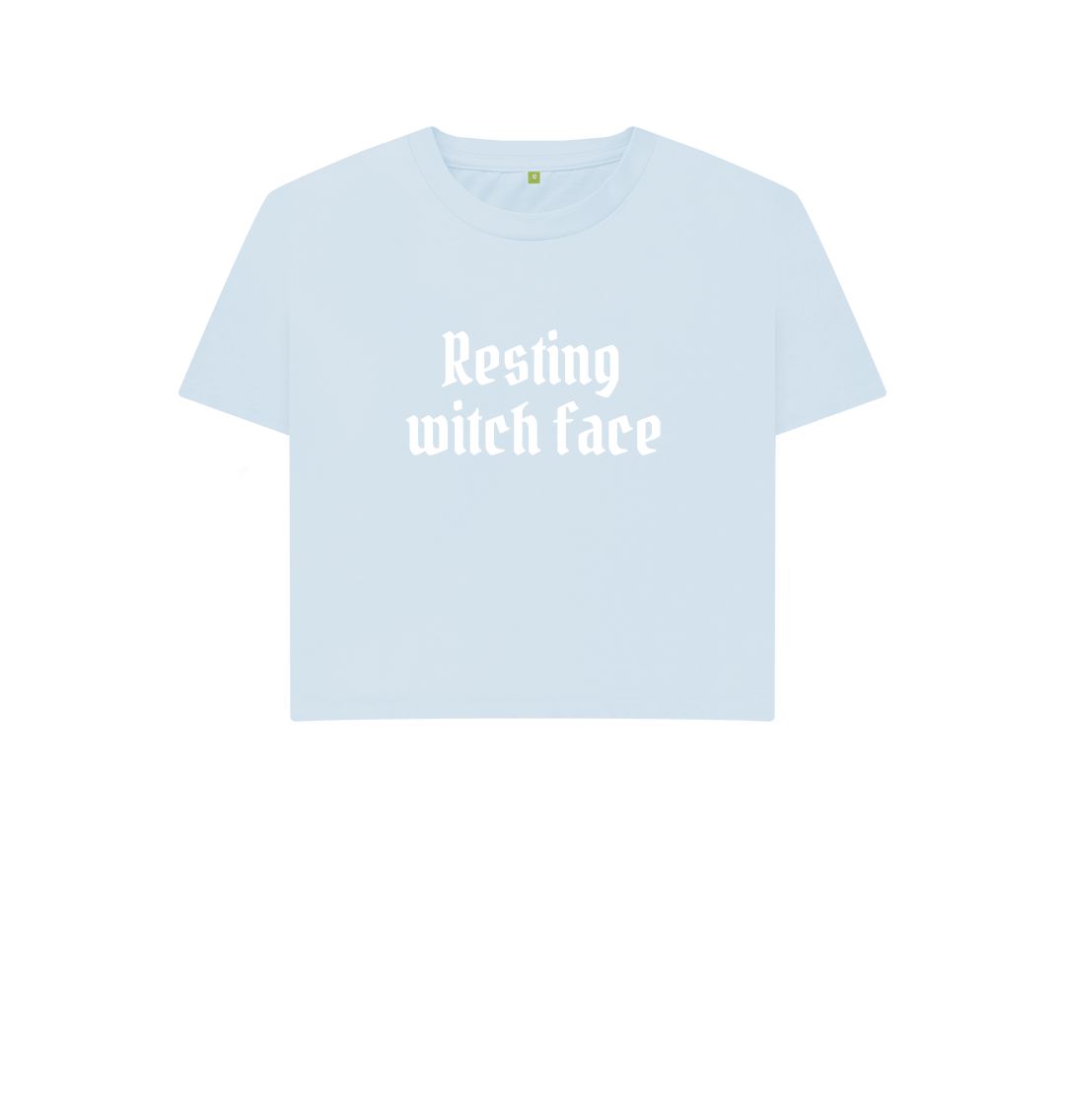 Sky Blue Resting Witch Face Boxy Tee